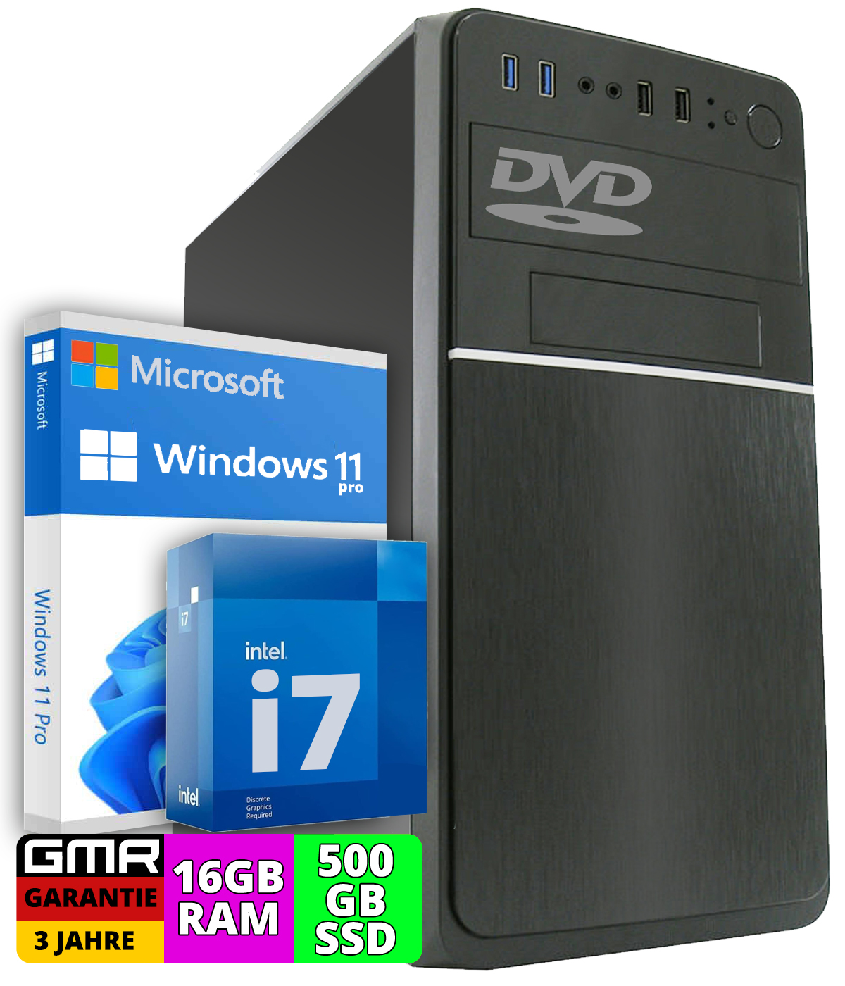 GMR NN-72301, Windows Intel® 512 RAM, SSD, 16 Prozessor, OfficePC i7 11 GB Core™ Intel® GB 4600 HD Pro, mit