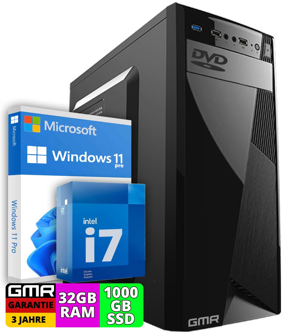 GMR NN-72303, Windows 11 Pro, OfficePC mit i7 GB Core™ Prozessor, 1000 GB 32 HD SSD, 4600 Intel® RAM, Intel®