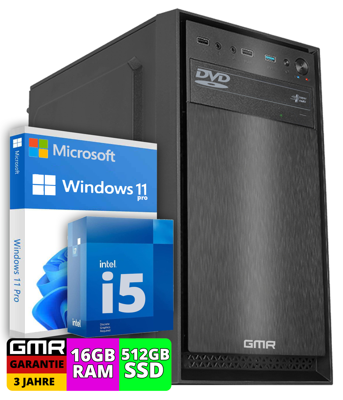 Intel® Prozessor, mit Pro, 11 Intel® Core™ 512 16 GB i5 OfficePC NN-52202, GMR Windows RAM, SSD, 4600 HD GB