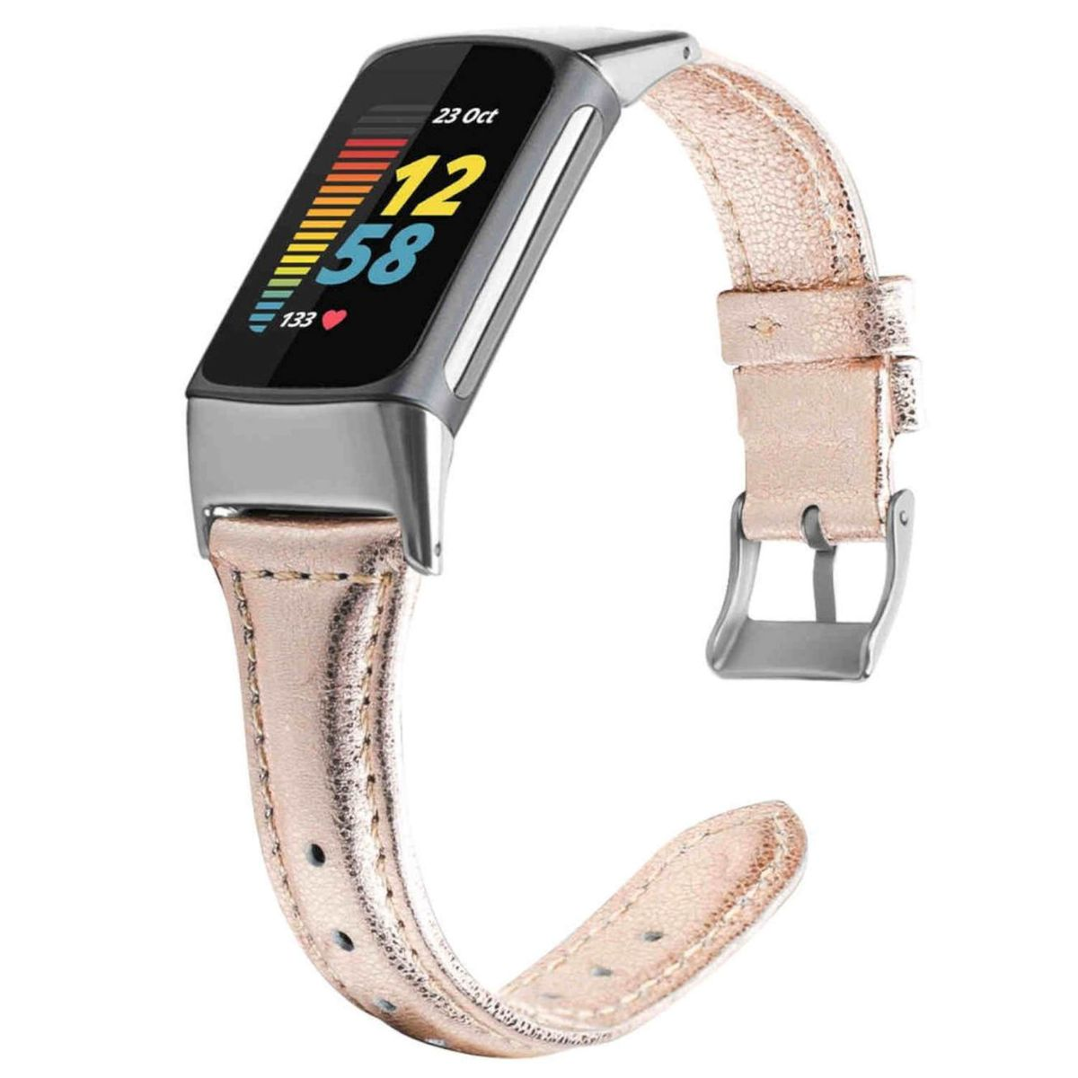 5, Ersatzarmband, Design Gold WIGENTO 6 Band, Leder Fitbit, Sport Rose Charge /