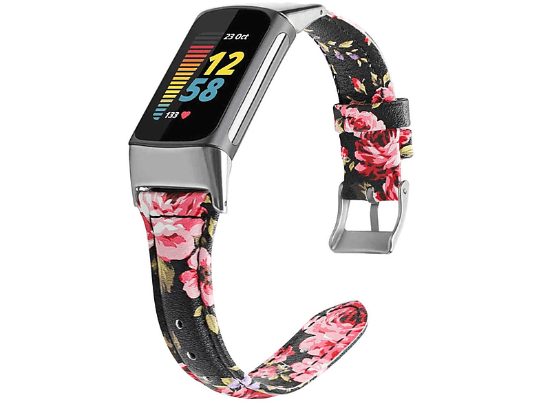 Charge Fitbit, 5, Design / WIGENTO Band, Sport Leder Muster Ersatzarmband, 6 1