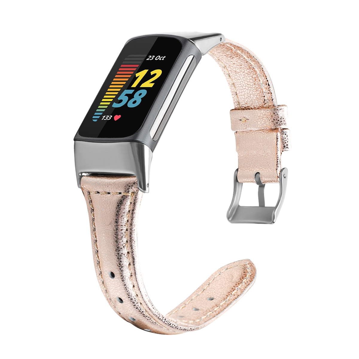 Rose Leder Sport Gold Fitbit, Größe Ersatzarmband, 6 S, / WIGENTO Charge 5, Design Band