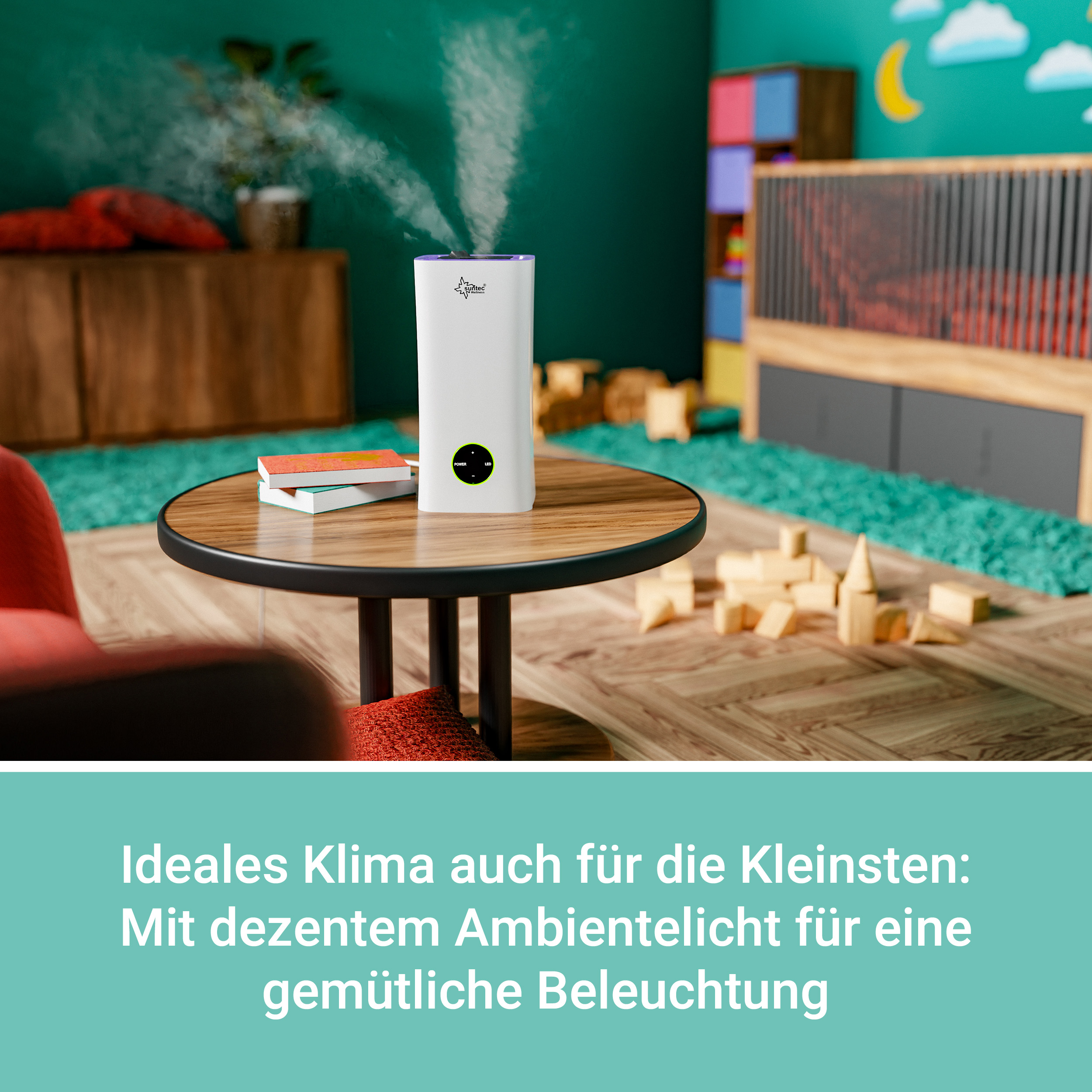 Luftentfeuchter Raumgröße: 2500 25 (28 MONSUN Moodlight Watt, m²) Weiß SUNTEC