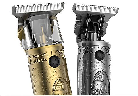 Recortador de barbas  - Perfilador pelo y barba JM-700AL. Peines de 1 a 3mm y juego de accesorios. Batería recargable. IDERMIA, Plata