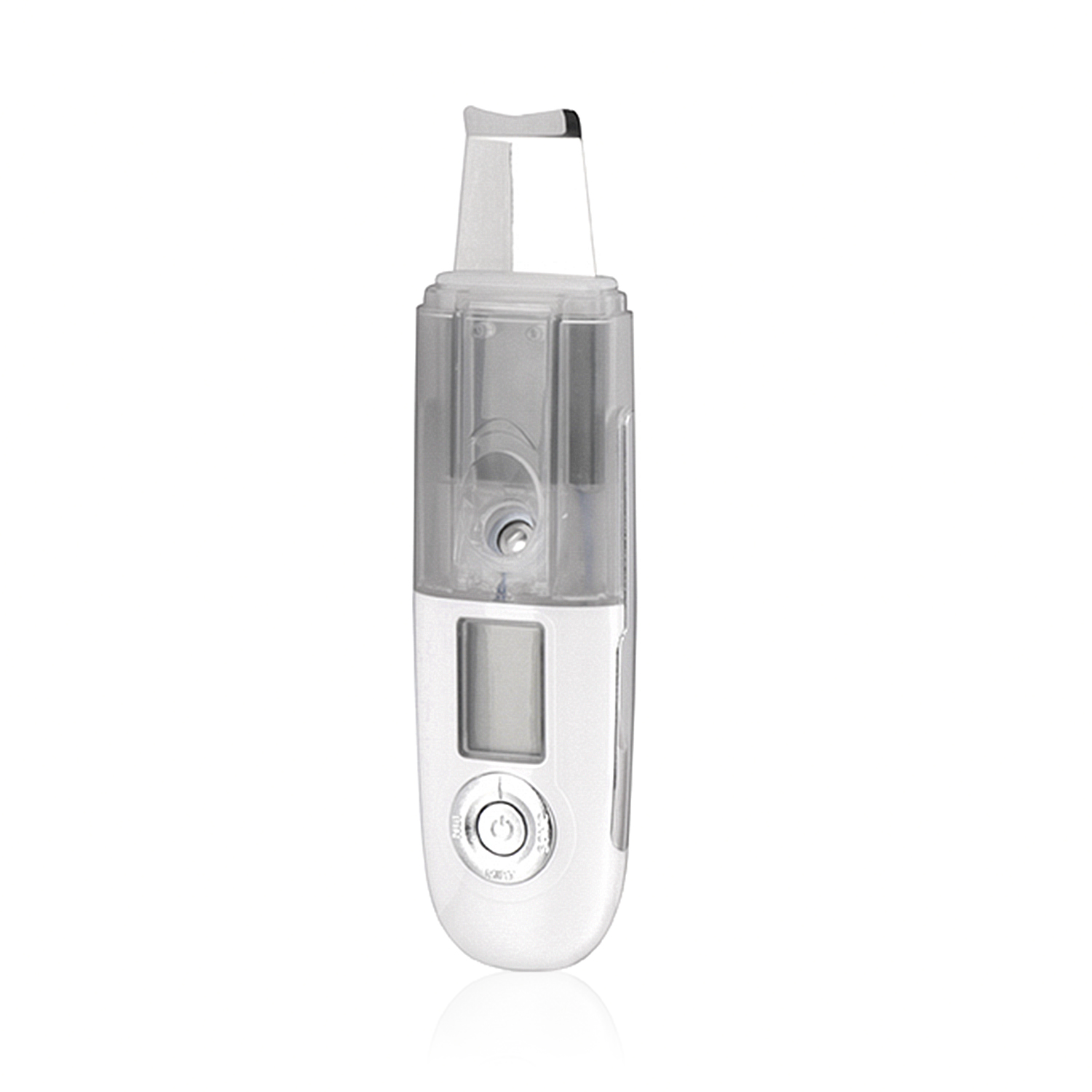 Scrub viso bianco con display digitale.