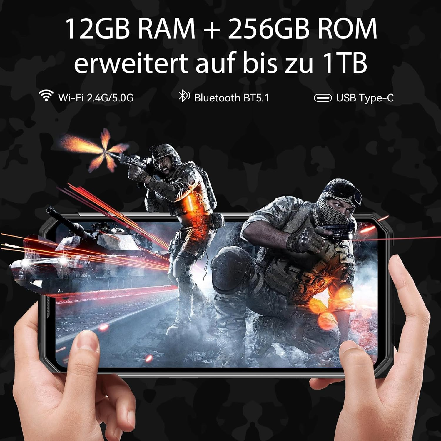 OUKITEL WP27 120Hz Android SIM 256 Dual Blau 13 GB