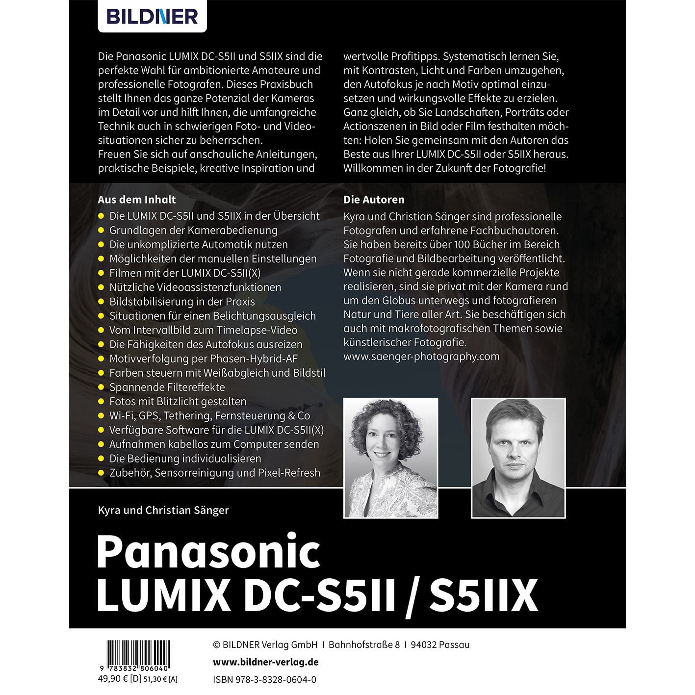 Buchcover mit deutschem Text über die Panasonic Lumix DC-S5II/S5IIX Kamera.