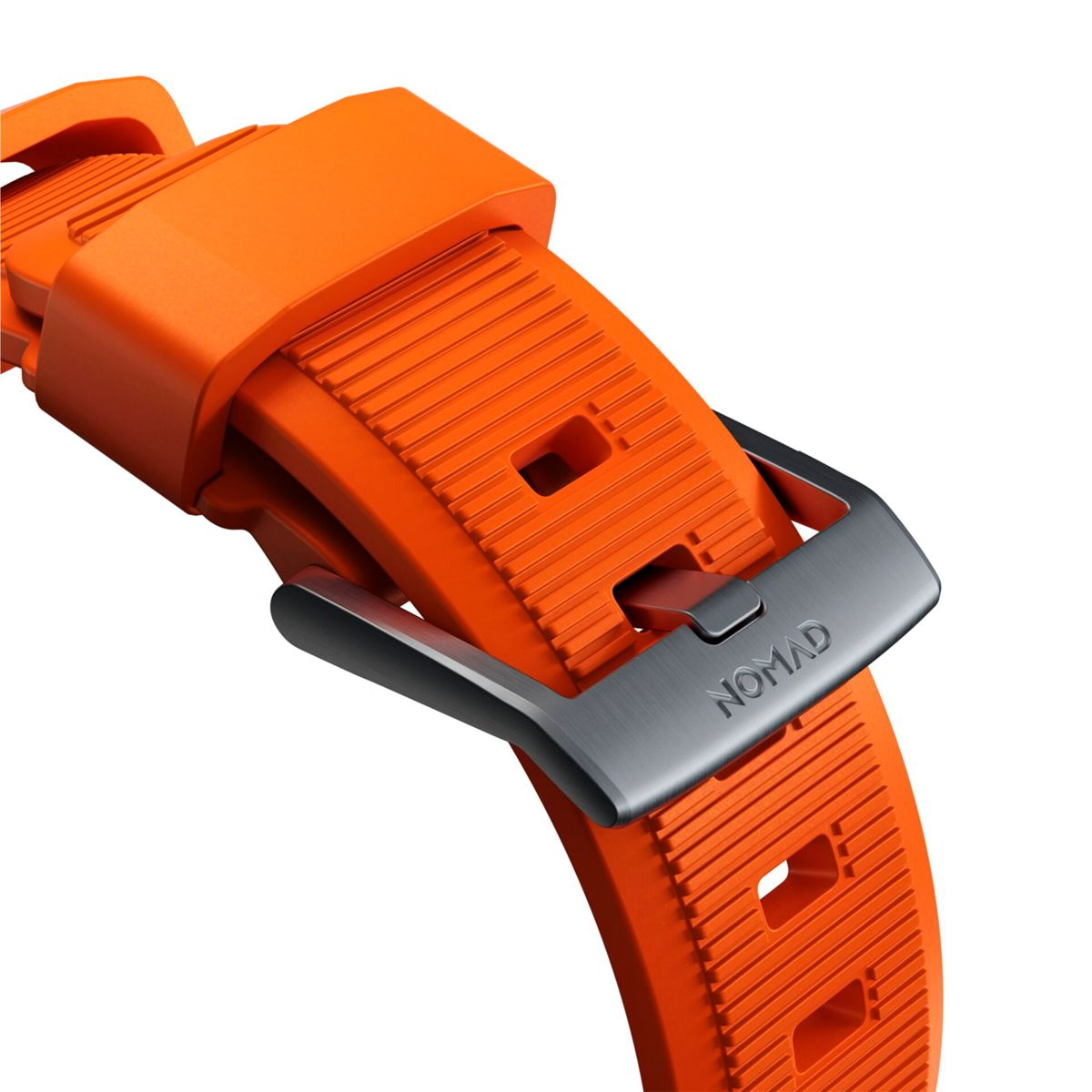 Ultra Orange Silver Connector Armband, Nomad, Rugged orange NOMAD Strap 42/44/45/49mm, Nomad,