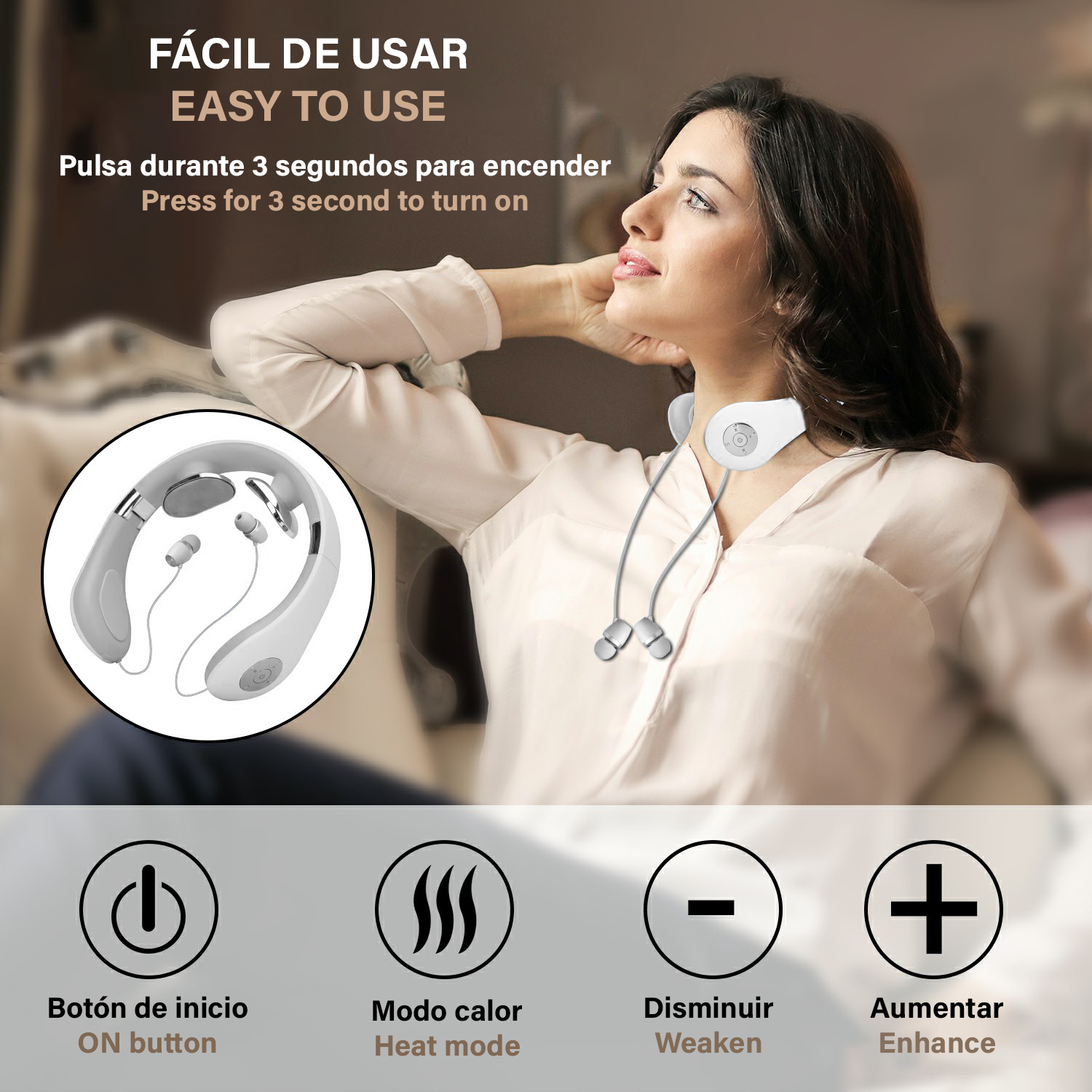 Masajeador IDERMIA De cuello inteligente con auriculares