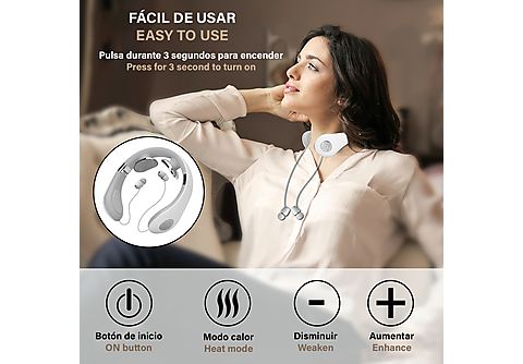 Masajeador De cuello inteligente con auriculares Bluetooth 5.0. - IDERMIA, Blanco
