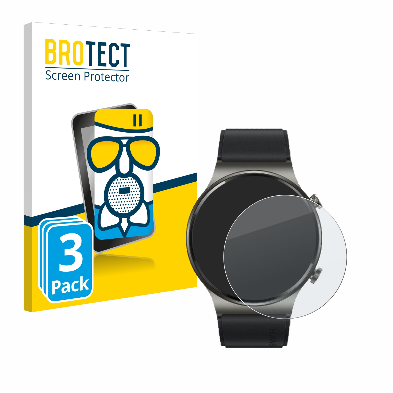 3x Schutzfolie(für Pro Watch Airglass ECG) 2 Huawei BROTECT GT matte