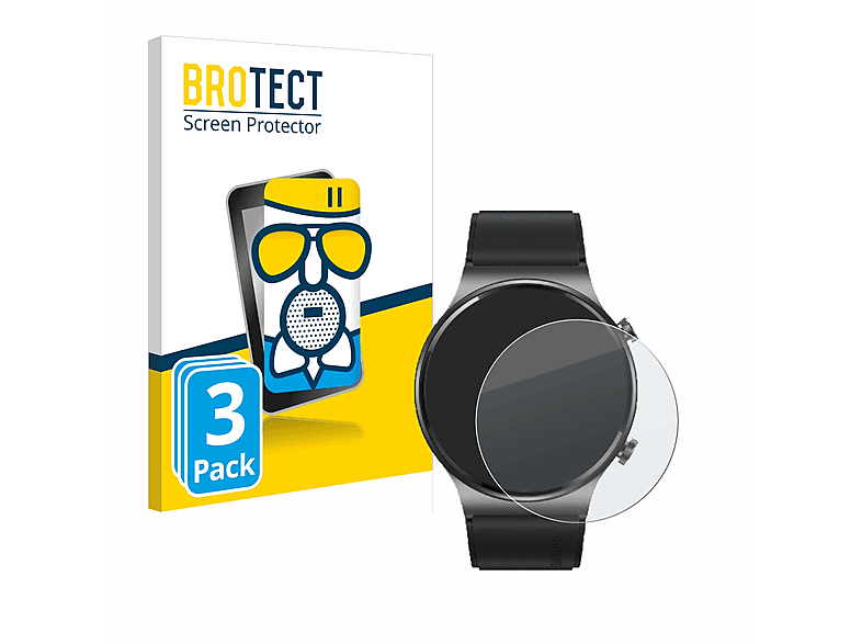 BROTECT 3x Airglass ECG) Pro Schutzfolie(für matte Huawei GT Watch 2