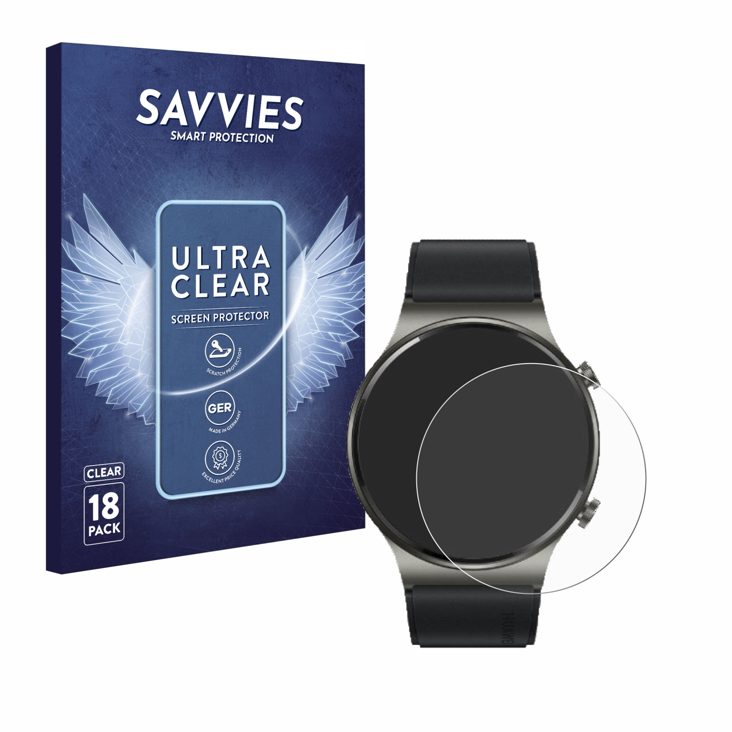 klare SAVVIES 18x Huawei GT ECG) Watch Schutzfolie(für 2 Pro