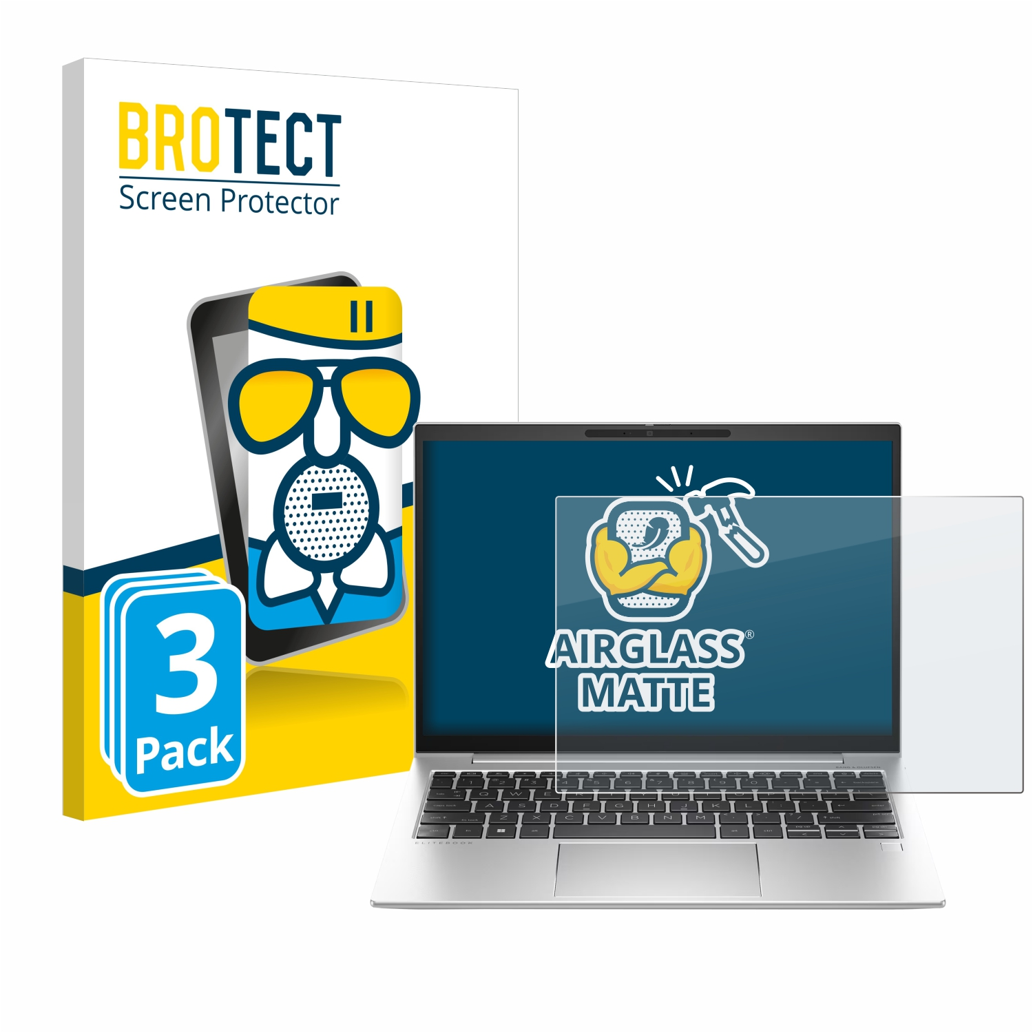 BROTECT 3x Airglass G10 HP matte EliteBook Laptop-PC) 830 Schutzfolie(für