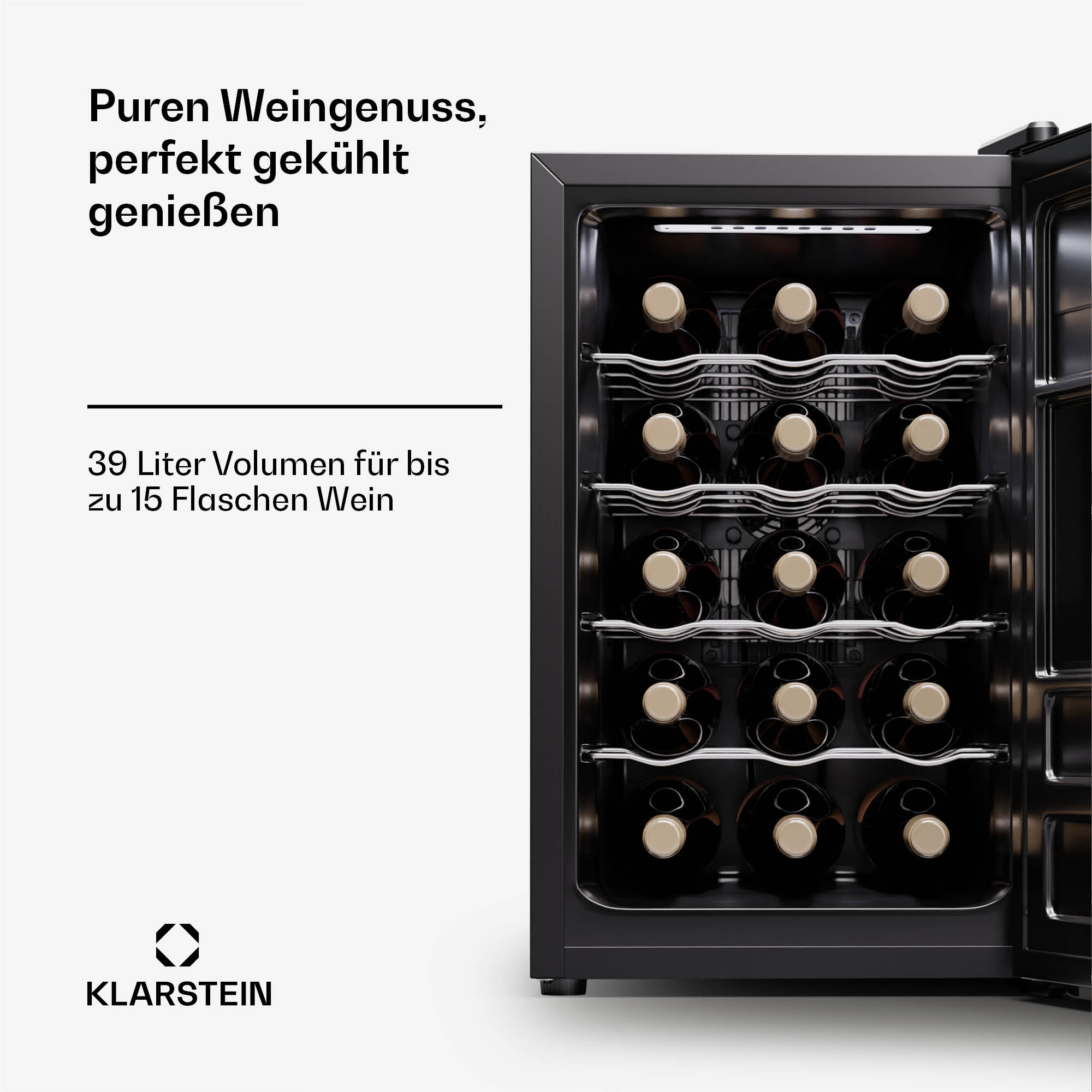 Weinkühlschrank F, KLARSTEIN Vino 15 (EEK Silent Uno Schwarz)