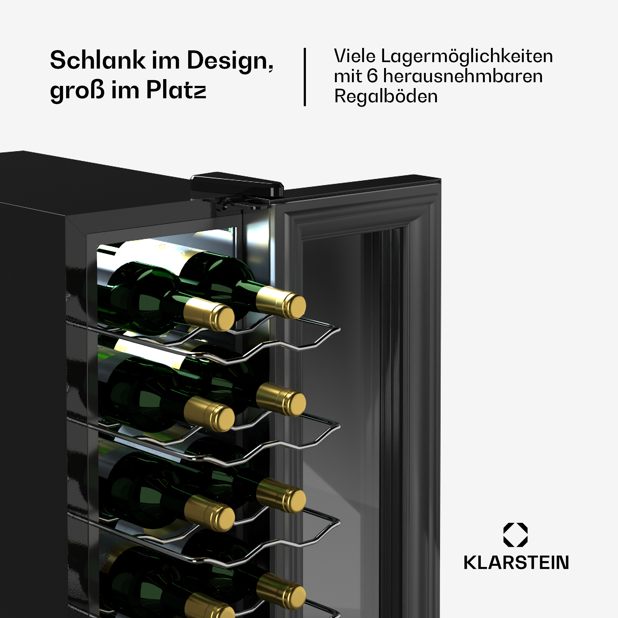 KLARSTEIN Shiraz 14 G, Weinkühlschrank Uno Slim (EEK Schwarz)