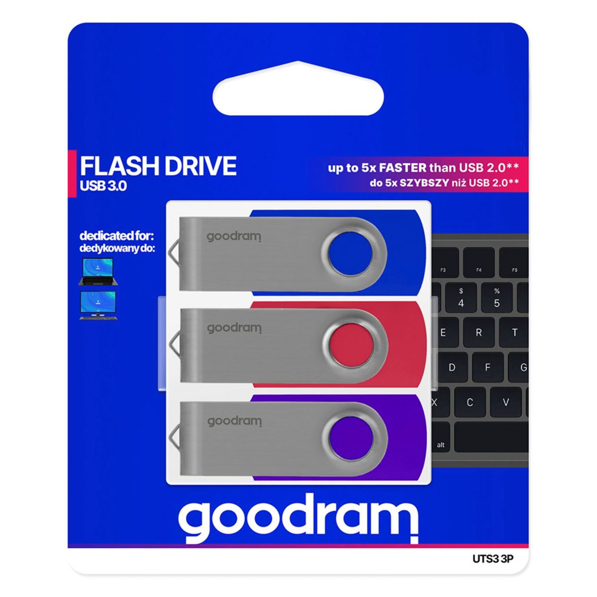 GOODRAM UTS3 USB 3.0 64GB 3-pack Stick GB) 64 (multicolor, mix USB