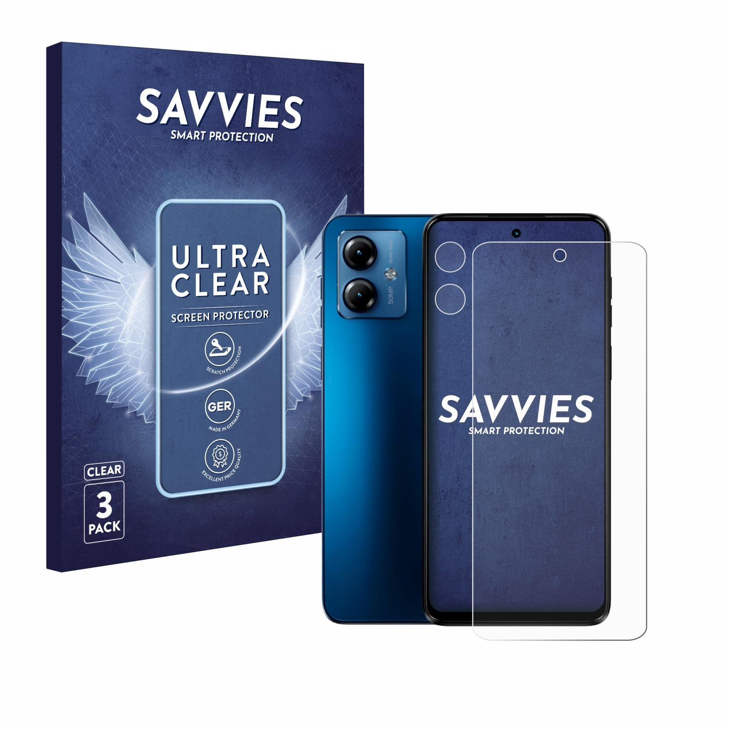 SAVVIES 6x klare Schutzfolie(für Motorola G14) Moto