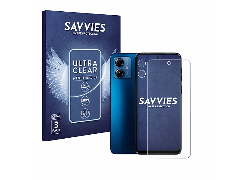 SAVVIES 6x klare Schutzfolie(für Motorola Moto G14)