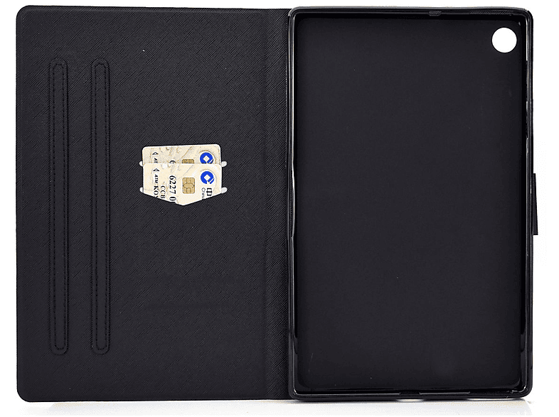 WIGENTO Muster Samsung Cover Cover für Kunststoff Druck Full / Kunstleder, Silikon Tablethülle mit / Schwarz aufstellbar Motiv
