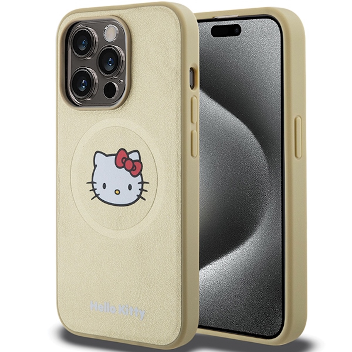 Backcover, MagSafe Gold Schutzhülle Design, HELLO CHEFMADE Kitty BY 15, Cover Leather Head KITTY iPhone Apple,