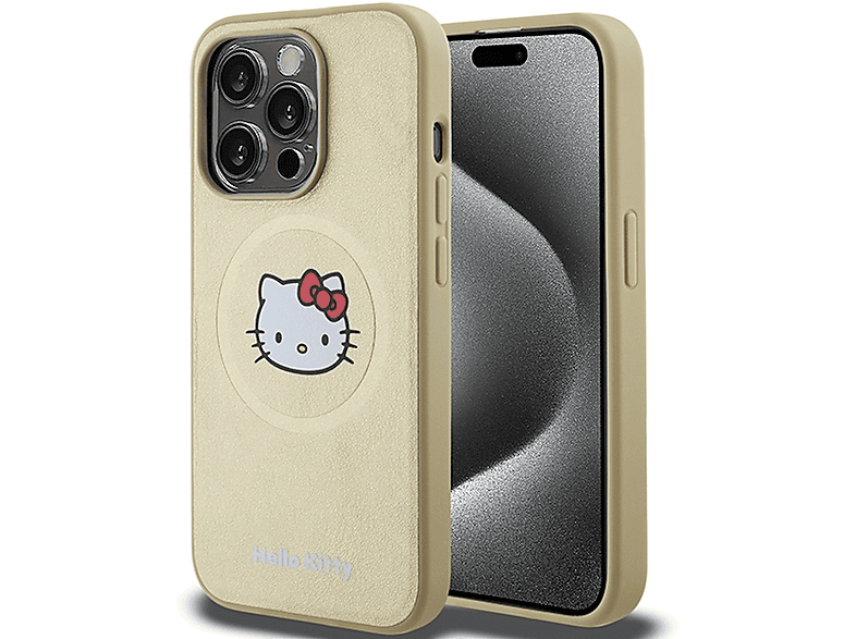 HELLO KITTY BY CHEFMADE Leather Kitty Head MagSafe Schutzhülle Cover Design, Backcover, Apple, iPhone 15 Pro Max, Gold