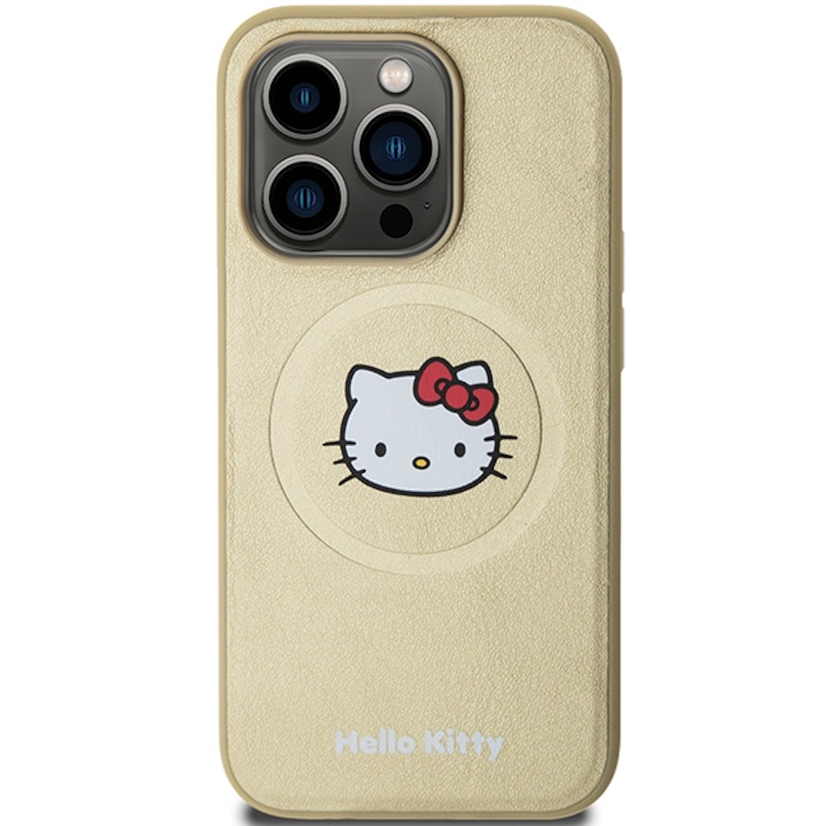 KITTY Leather Cover BY Kitty Apple, MagSafe 15, Design, iPhone CHEFMADE Head HELLO Schutzhülle Backcover, Gold