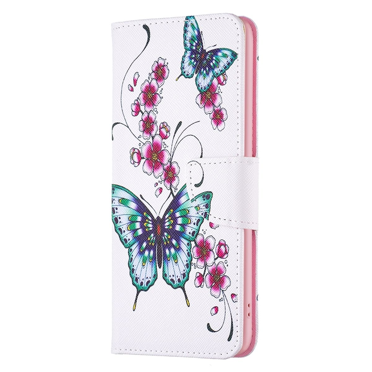 A15, Tasche Galaxy mit & Wallet Muster WIGENTO Pink Motiv Book Geld Samsung, Kreditkarten Druck / Fach, Bookcover,