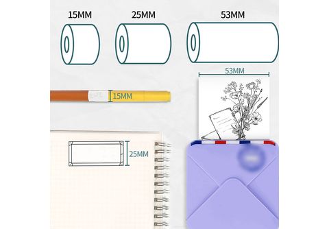 BYTELIKE Mini-Drucker Handy Bluetooth Thermodrucker Home Student Weißer  Fehlerdrucker Fotodrucker Thermodruck