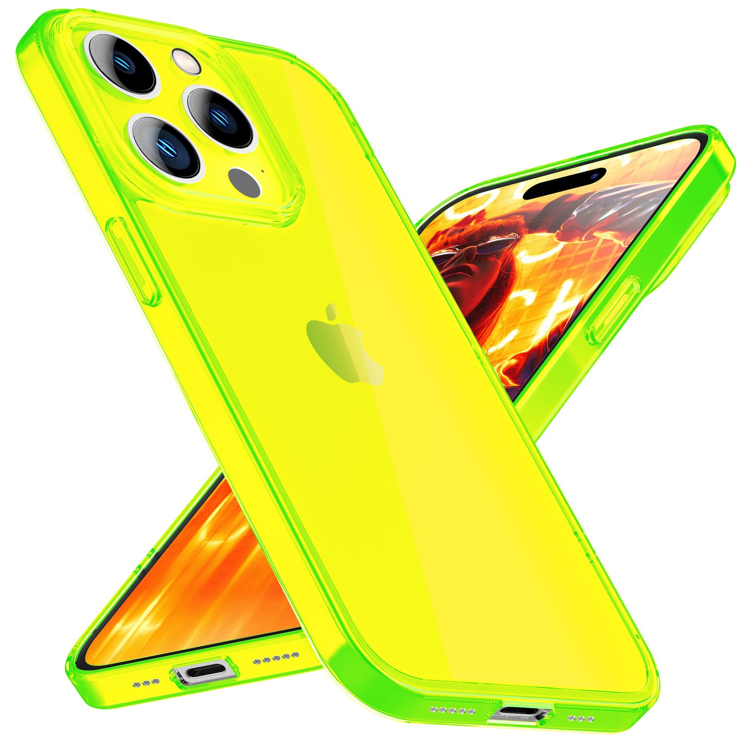 NALIA Klar Transparente Neon Pro, 15 Silikon Gelb Apple, Hülle, Backcover, iPhone
