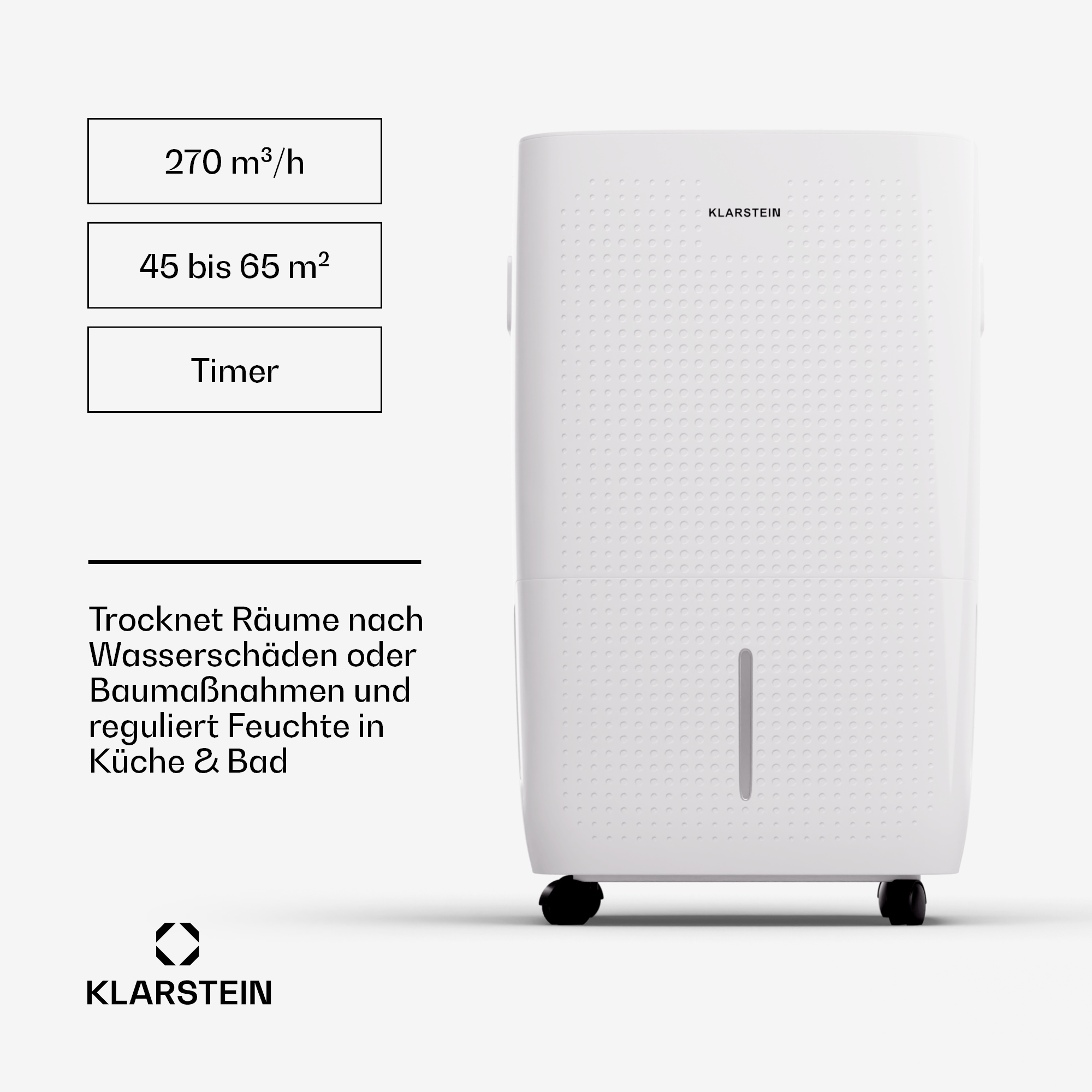 Raumgröße: 65 DryFy m²) Luftentfeuchter Connect KLARSTEIN Weiss,