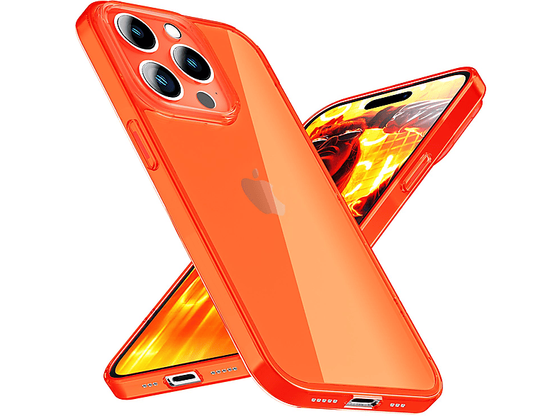 Pro Hülle, Neon Max, Orange Klar iPhone Silikon Apple, NALIA Transparente Backcover, 15