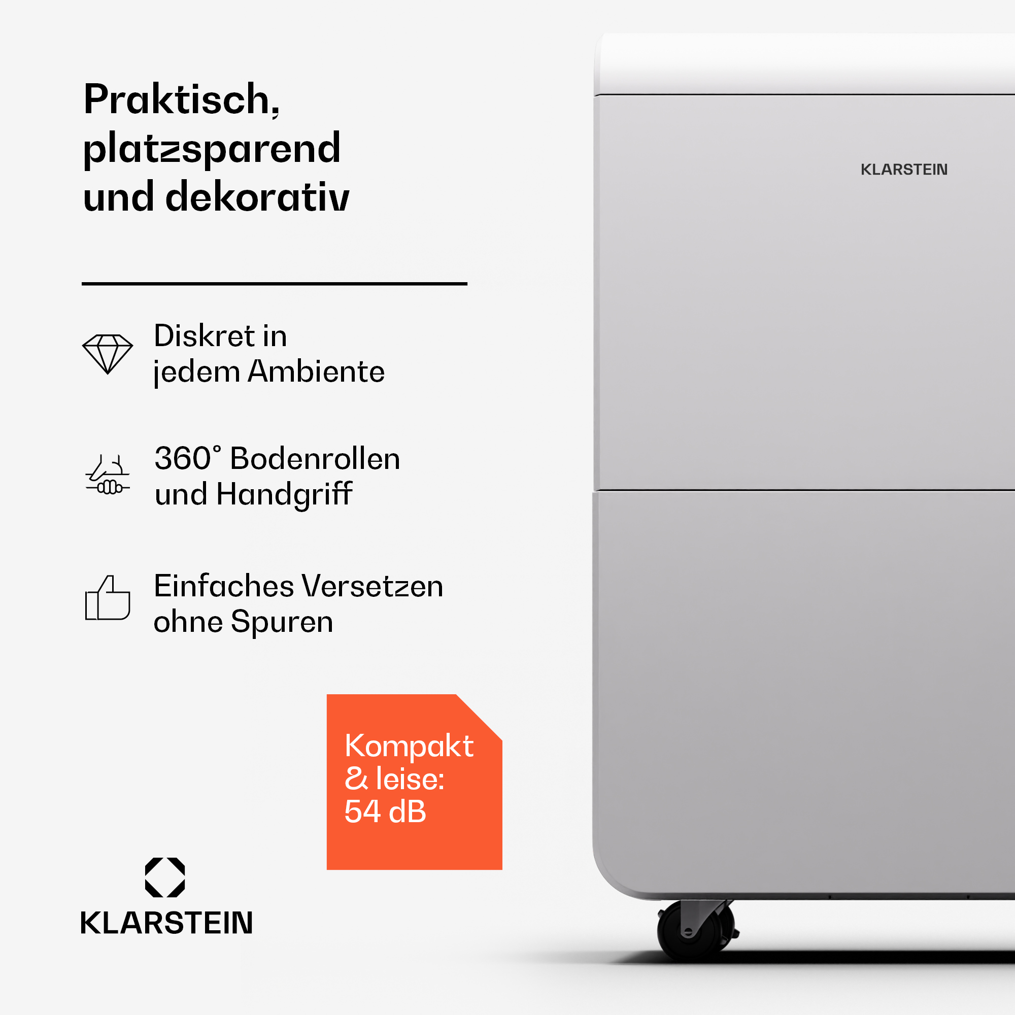 Raumgröße: m²) Luftentfeuchter KLARSTEIN Grand 90 DryFy Weiß,