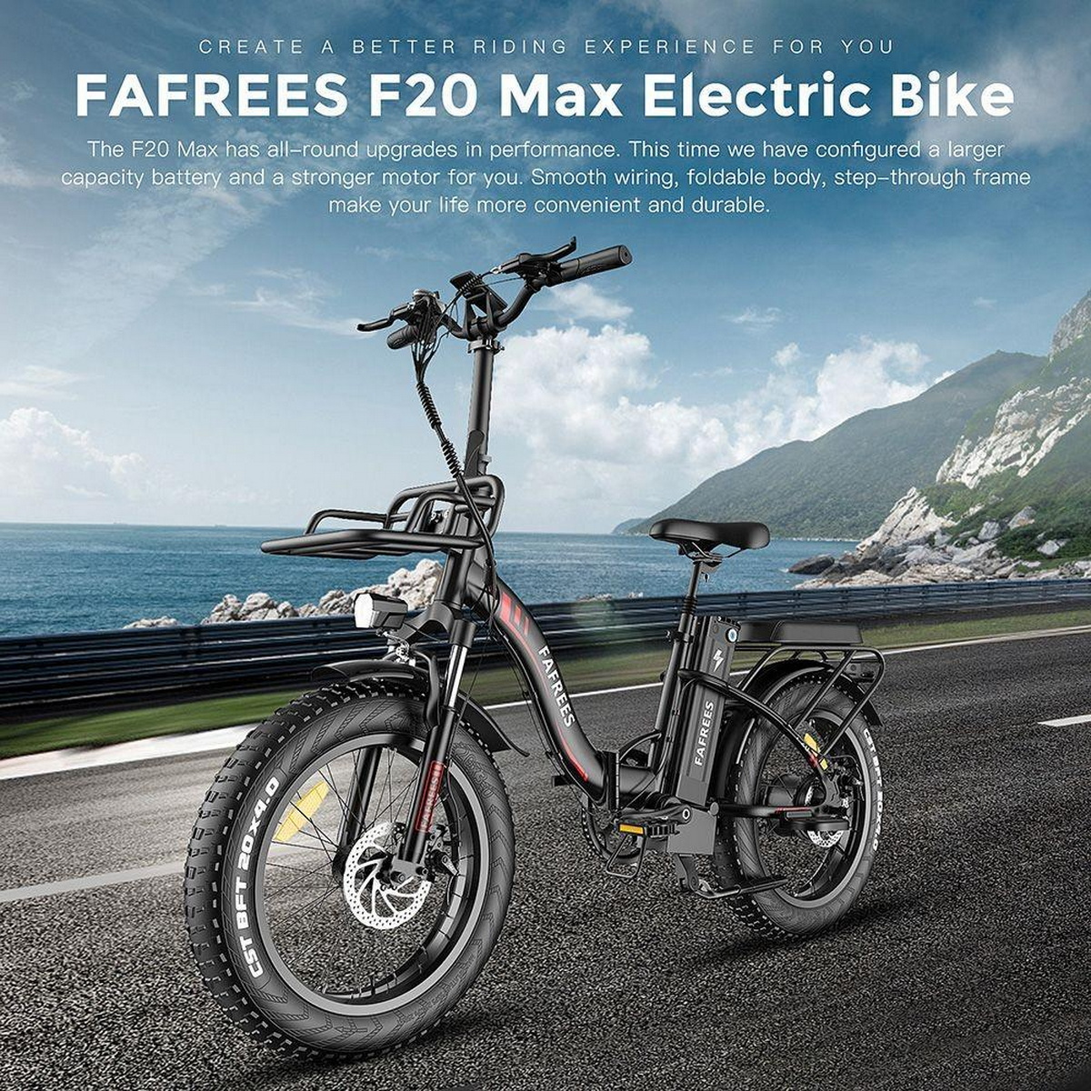 FAFREES F20 Max Kompakt-/Faltrad (Laufradgröße: 20 Zoll, Unisex-Rad, Schwarz)