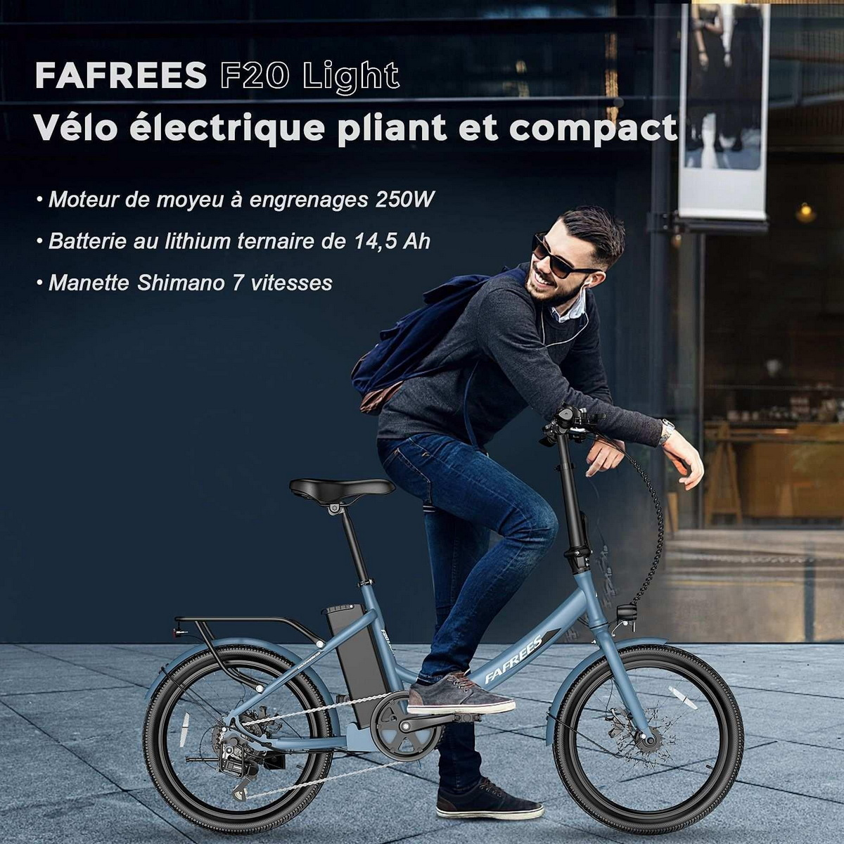 20 522Wh, Zoll, LIGHT Unisex-Rad, Kompakt-/Faltrad FAFREES Schwarz) F20 (Laufradgröße: