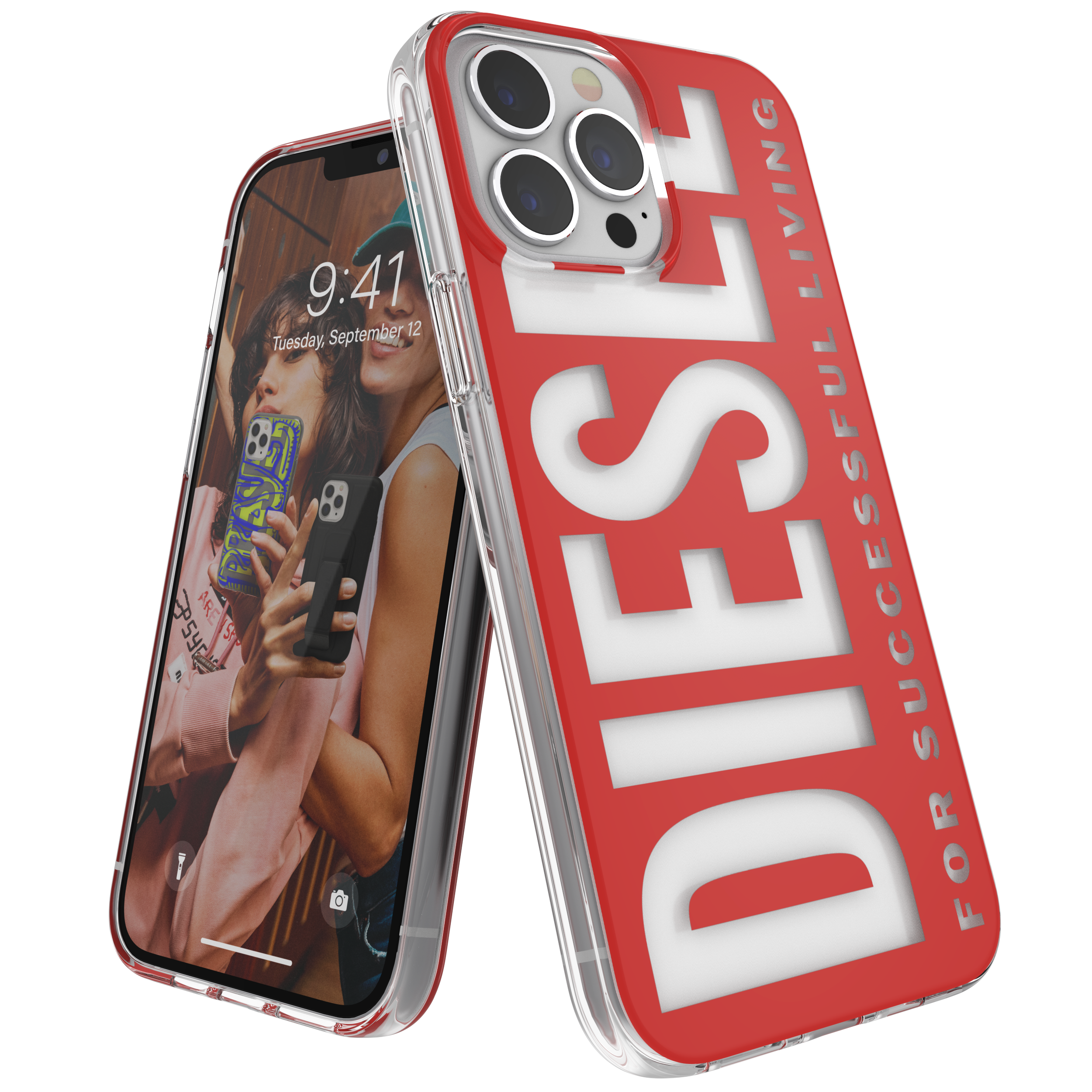 Diesel APPLE, 13 MAX, Backcover, DIESEL RED Clear Graphic, Case IPHONE PRO
