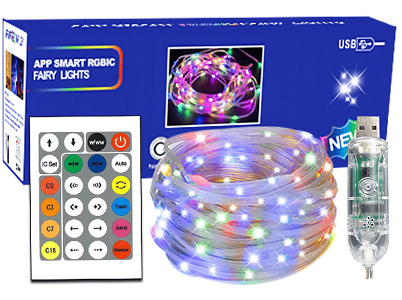 UWOT Sprachaktivierter Lichtstreifen-USB: Bluetooth&APP-Steuerung, weihnachtliches Atmosphärenlicht 20M LED Stripes, white