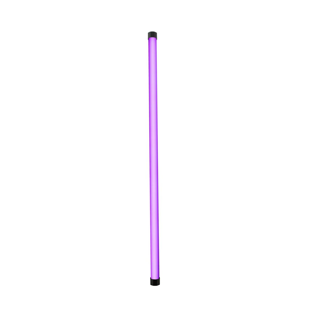 Ein langer, gerader, violetter LED-Lichtstab auf weißem Hintergrund. Die Enden sind schwarz.
