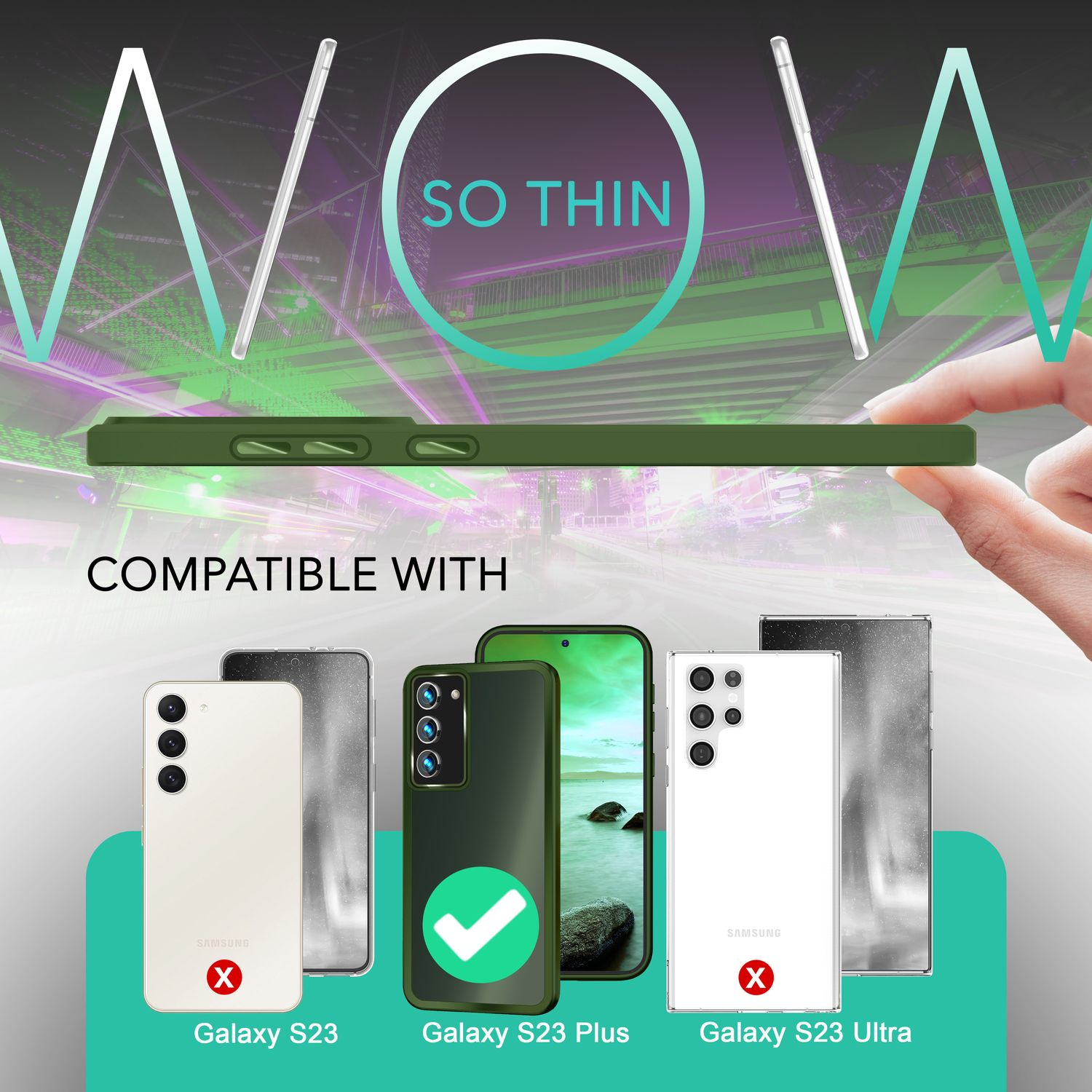 Une coque de téléphone sur fond blanc avec des téléphones et du texte sur la compatibilité.