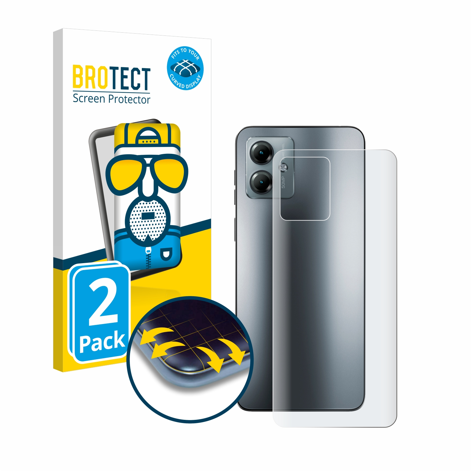 BROTECT 2x Flex matt Full-Cover Motorola G14) Moto Curved 3D Schutzfolie(für