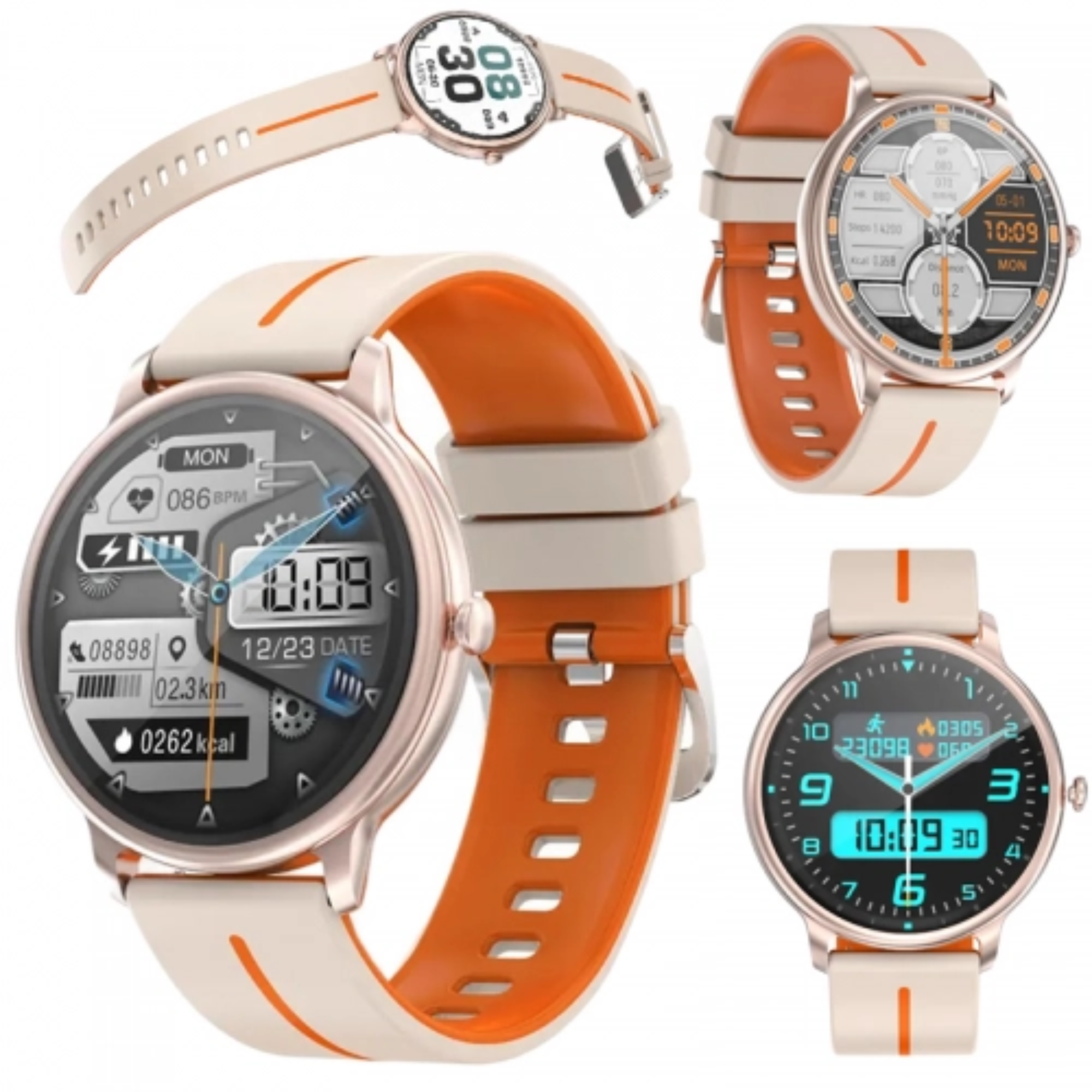 140 stainless mm, Silikon, - Orange Smartwatch steel MANIKE 210 KM60