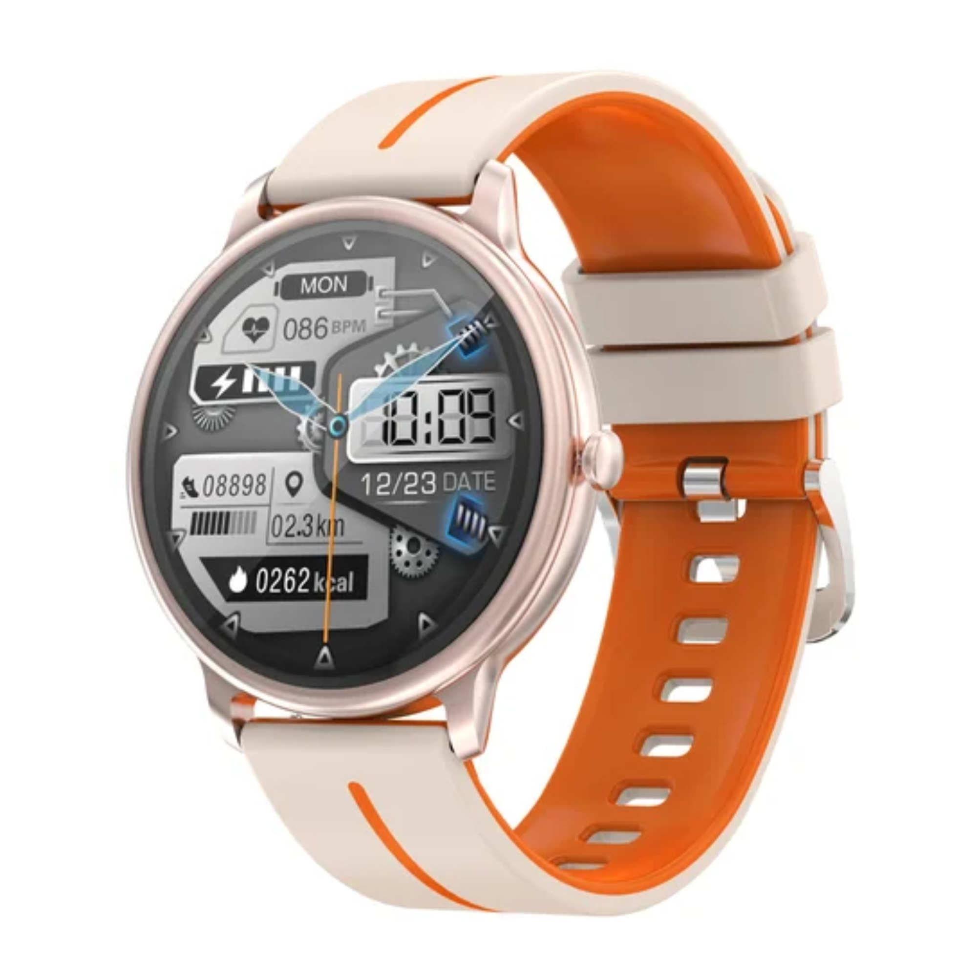 Silikon, 210 Orange 140 mm, Smartwatch KM60 stainless steel - MANIKE