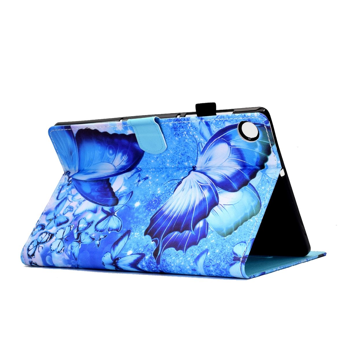 Cover Blau Muster Kunstleder, Kunststoff für mit aufstellbar Full / Motiv Tablethülle WIGENTO Cover / Samsung Druck Silikon
