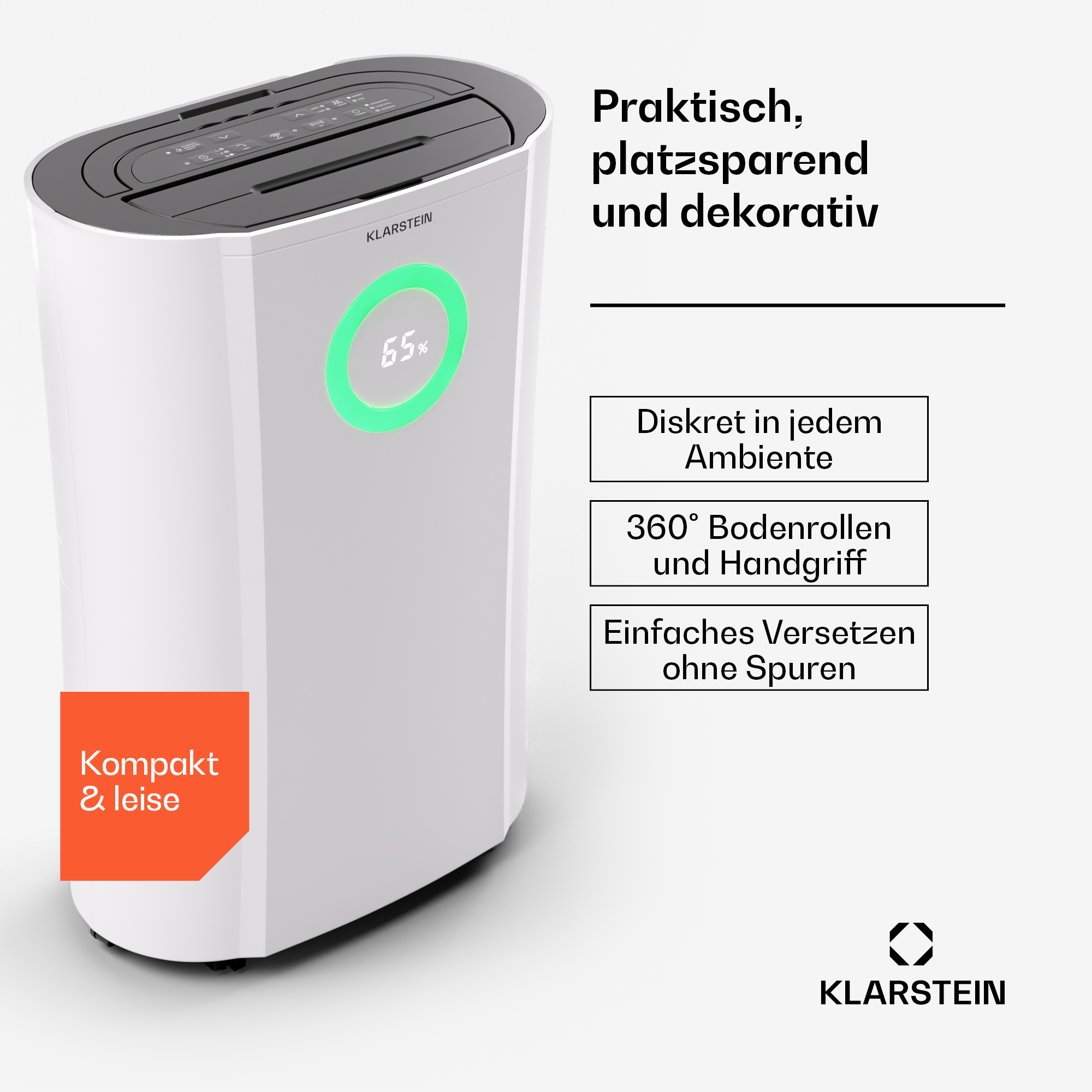Weiß, Pro Raumgröße: Connect KLARSTEIN 30 m²) Luftentfeuchter DryFy