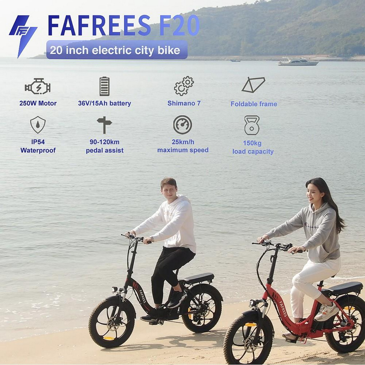 FAFREES F20 Zoll, Weiß) Kompakt-/Faltrad 20 (Laufradgröße: Unisex-Rad