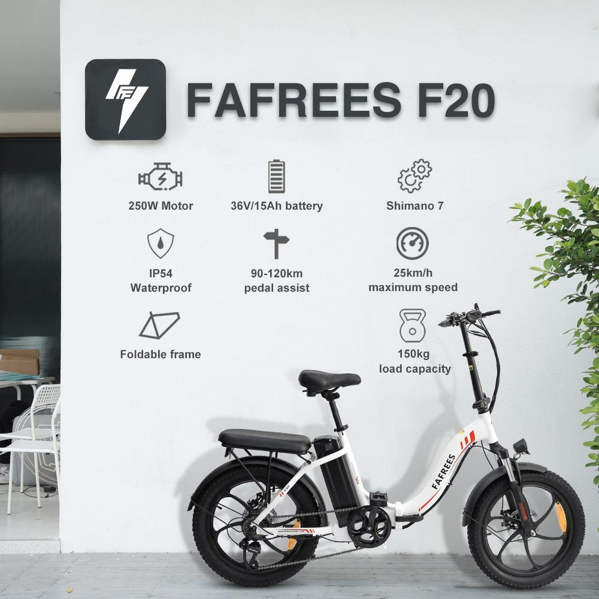 FAFREES F20 Kompakt-/Faltrad (Laufradgröße: Zoll, Weiß) Unisex-Rad, 20