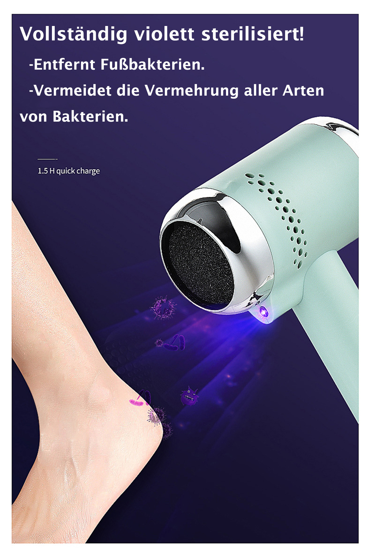 Automatischer Dunkel- BRIGHTAKE - oder Pediküre Sie tiefgrün ohne Füße Glätten Aufwand Fußschleifer elektrischer Ihre