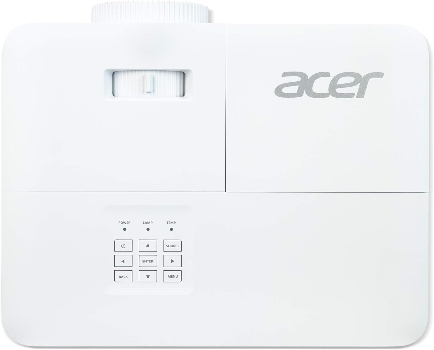Proyector Acer blanco con botones de control y fondo blanco.