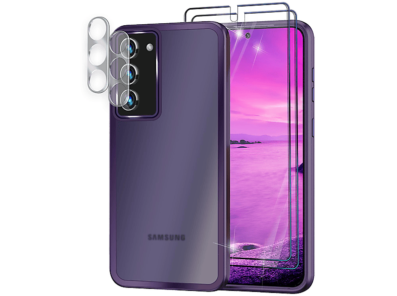& Galaxy Samsung, 2x Hülle Semi-Transparent NALIA mit Hybrid Kamera-Glas, Display-Schutzglas 2x Lila S23 Plus, Backcover,