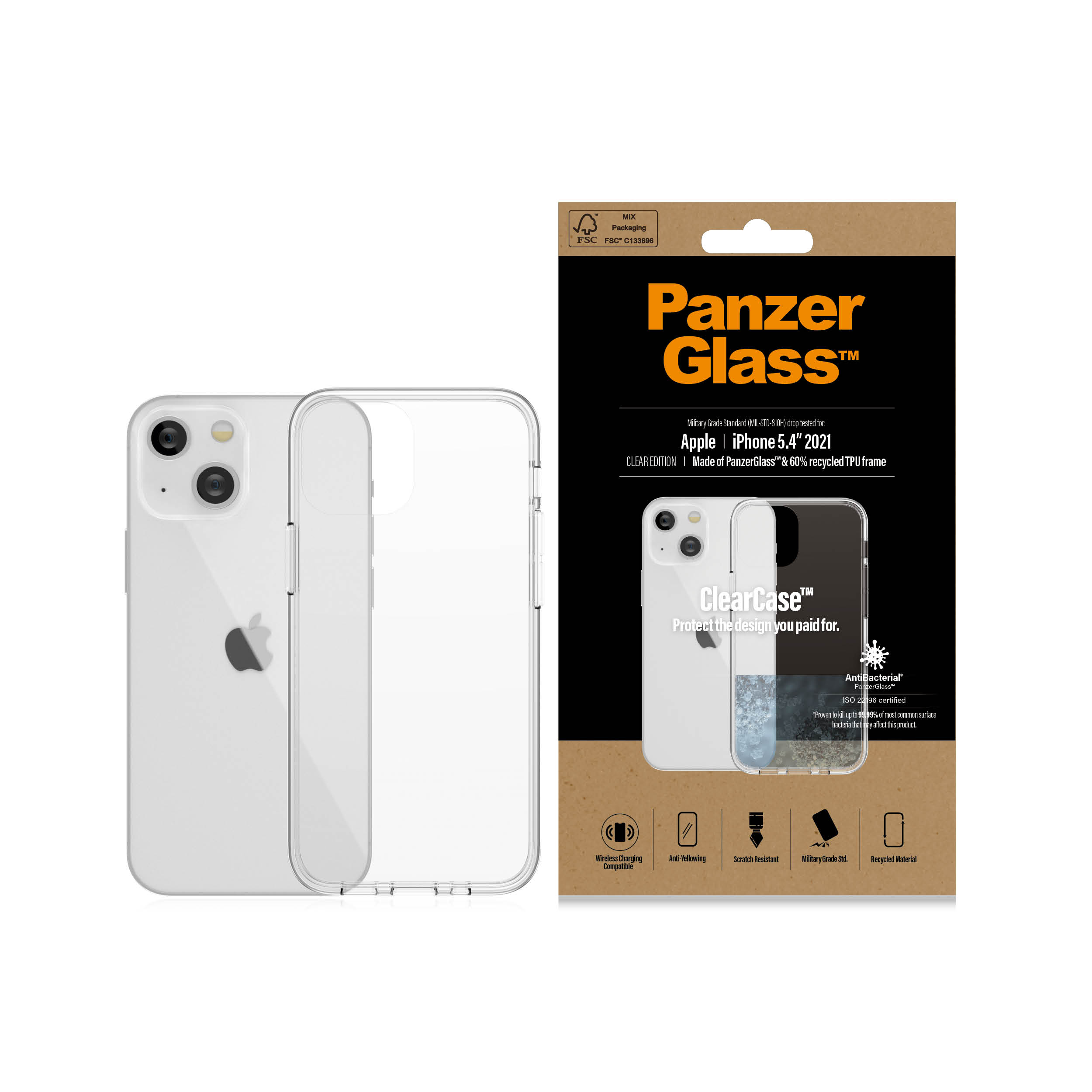 IPHONE 13 MINI, ClearCase, APPLE, CLEAR PANZERGLASS Backcover,